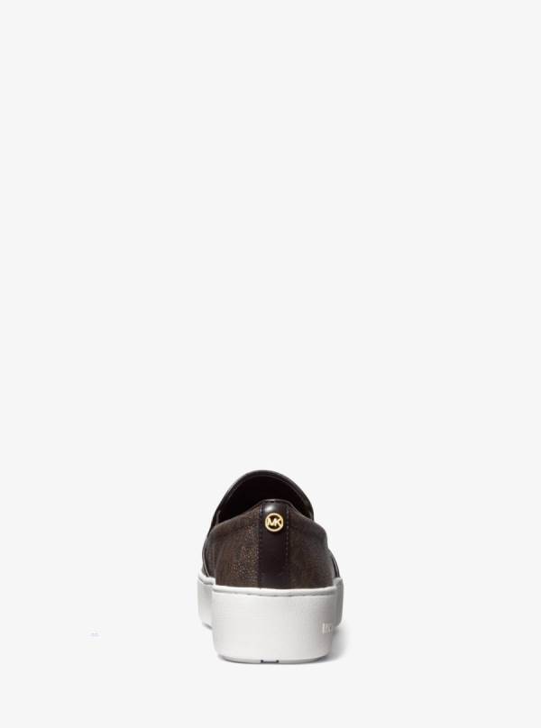 Damske Slip On Michael Kors Trent Logo Sneaker Hnede - Topanky Michael Kors Lacne | UCRDI-5014